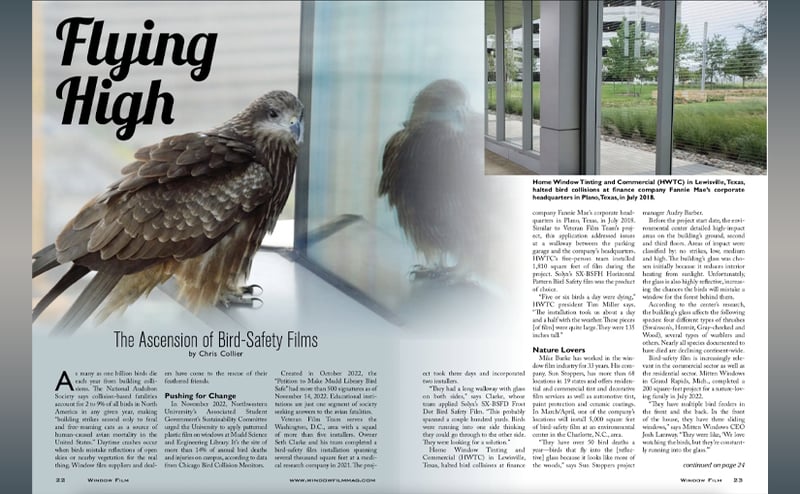 Decorative Films featured in Window Film Magazine for Bird-Safety Films | Decorative Films